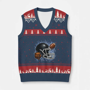 Game Day Sports Fan Gift V-Neck Knit Sweater Vest Lightning Bear Helmet TS12 Navy Red Print Your Wear