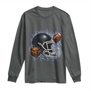 Game Day Sports Fan Gift Long Sleeve Shirt Lightning Bear Helmet TS12 Dark Heather Print Your Wear