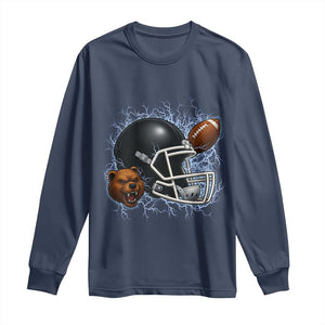 Game Day Sports Fan Gift Long Sleeve Shirt Lightning Bear Helmet TS12 Navy Print Your Wear