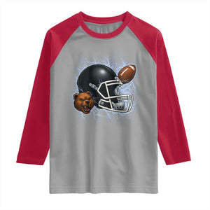 Game Day Sports Fan Gift Raglan Shirt Lightning Bear Helmet TS12 Sport Gray Red Print Your Wear