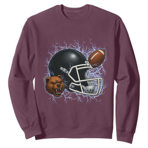 Game Day Sports Fan Gift Sweatshirt Lightning Bear Helmet TS12 Maroon Print Your Wear