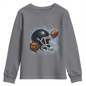 Game Day Sports Fan Gift Youth Sweatshirt Lightning Bear Helmet TS12 Charcoal Print Your Wear