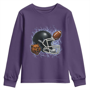 Game Day Sports Fan Gift Youth Sweatshirt Lightning Bear Helmet TS12 Purple Print Your Wear