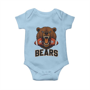 Football Player Gift Baby Onesie Fierce Bear Biting Ball TS12 Light Blue Print Your Wear