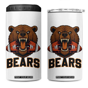 Football Player Gift 4 in 1 Can Cooler Tumbler Fierce Bear Biting Ball TS12 One Size: 16 oz White Print Your Wear