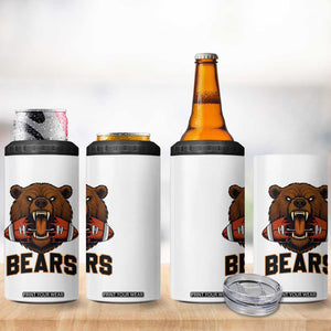 Football Player Gift 4 in 1 Can Cooler Tumbler Fierce Bear Biting Ball TS12 Print Your Wear
