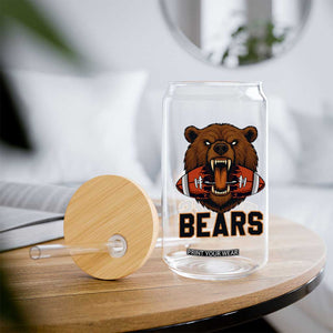 Football Player Gift Glass Can Fierce Bear Biting Ball TS12 Print Your Wear