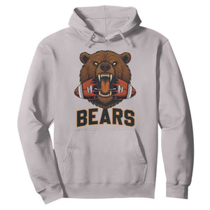 Football Player Gift Hoodie Fierce Bear Biting Ball TS12 Ice Gray Print Your Wear