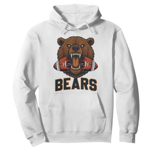 Football Player Gift Hoodie Fierce Bear Biting Ball TS12 White Print Your Wear