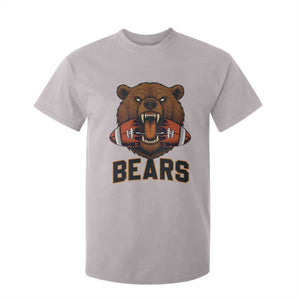 Football Player Gift T Shirt For Kid Fierce Bear Biting Ball TS12 Ice Gray Print Your Wear