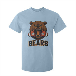 Football Player Gift T Shirt For Kid Fierce Bear Biting Ball TS12 Light Blue Print Your Wear