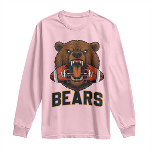 Football Player Gift Long Sleeve Shirt Fierce Bear Biting Ball TS12 Light Pink Print Your Wear