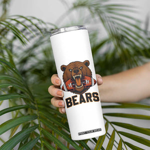 Football Player Gift Skinny Tumbler Fierce Bear Biting Ball TS12 Print Your Wear