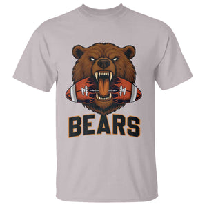 Football Player Gift T Shirt Fierce Bear Biting Ball TS12 Ice Gray Print Your Wear