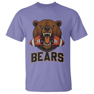 Football Player Gift T Shirt Fierce Bear Biting Ball TS12 Violet Print Your Wear