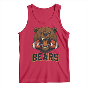 Football Player Gift Tank Top Fierce Bear Biting Ball TS12 Red Print Your Wear