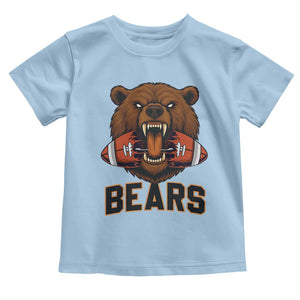 Football Player Gift Toddler T Shirt Fierce Bear Biting Ball TS12 Light Blue Print Your Wear