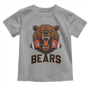 Football Player Gift Toddler T Shirt Fierce Bear Biting Ball TS12 Sport Gray Print Your Wear