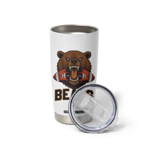 Football Player Gift Tumbler Cup Fierce Bear Biting Ball TS12 Print Your Wear