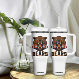 Football Player Gift Tumbler With Handle Fierce Bear Biting Ball TS12 Print Your Wear
