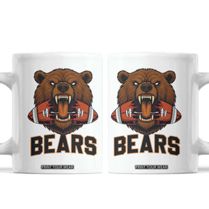 Football Player Gift Coffee Mug Fierce Bear Biting Ball TS12 White Print Your Wear