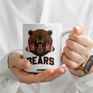 Football Player Gift Coffee Mug Fierce Bear Biting Ball TS12 Print Your Wear