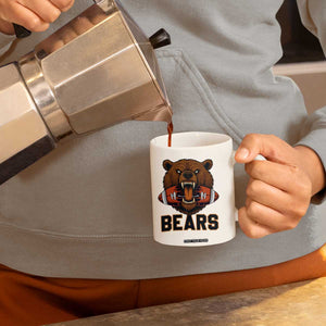 Football Player Gift Coffee Mug Fierce Bear Biting Ball TS12 Print Your Wear