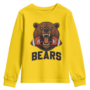 Football Player Gift Youth Sweatshirt Fierce Bear Biting Ball TS12 Daisy Print Your Wear
