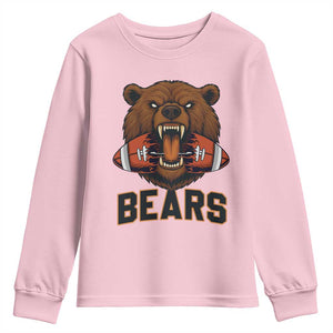 Football Player Gift Youth Sweatshirt Fierce Bear Biting Ball TS12 Light Pink Print Your Wear