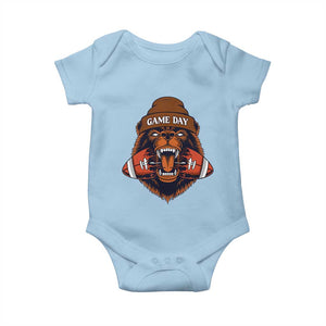 Game Day Fierce Bear Biting Ball Baby Onesie Football Player Gift TS12 Light Blue Print Your Wear