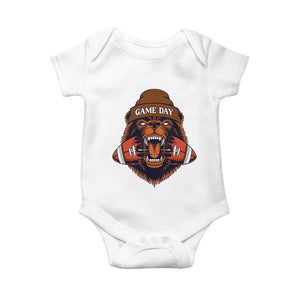 Game Day Fierce Bear Biting Ball Baby Onesie Football Player Gift TS12 White Print Your Wear