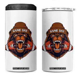 Game Day Fierce Bear Biting Ball 4 in 1 Can Cooler Tumbler Football Player Gift TS12 One Size: 16 oz White Print Your Wear
