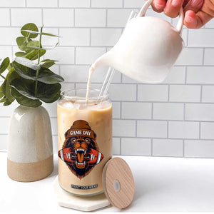 Game Day Fierce Bear Biting Ball Glass Can Football Player Gift TS12 Print Your Wear