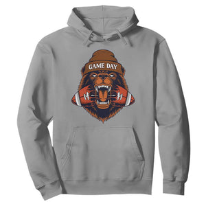 Game Day Fierce Bear Biting Ball Hoodie Football Player Gift TS12 Sport Gray Print Your Wear