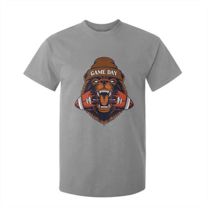 Game Day Fierce Bear Biting Ball T Shirt For Kid Football Player Gift TS12 Sport Gray Print Your Wear