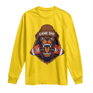 Game Day Fierce Bear Biting Ball Long Sleeve Shirt Football Player Gift TS12 Daisy Print Your Wear