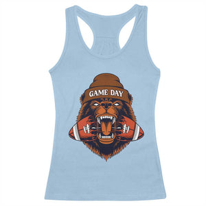 Game Day Fierce Bear Biting Ball Racerback Tank Top Football Player Gift TS12 Light Blue Print Your Wear