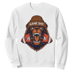 Game Day Fierce Bear Biting Ball Sweatshirt Football Player Gift TS12 White Print Your Wear