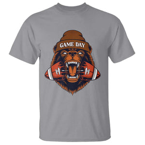 Game Day Fierce Bear Biting Ball T Shirt Football Player Gift TS12 Sport Gray Print Your Wear