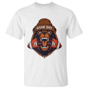 Game Day Fierce Bear Biting Ball T Shirt Football Player Gift TS12 White Print Your Wear