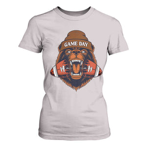 Game Day Fierce Bear Biting Ball T Shirt For Women Football Player Gift TS12 Ice Gray Print Your Wear