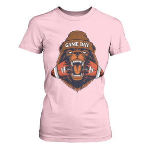 Game Day Fierce Bear Biting Ball T Shirt For Women Football Player Gift TS12 Light Pink Print Your Wear