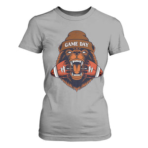 Game Day Fierce Bear Biting Ball T Shirt For Women Football Player Gift TS12 Sport Gray Print Your Wear