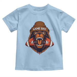 Game Day Fierce Bear Biting Ball Toddler T Shirt Football Player Gift TS12 Light Blue Print Your Wear