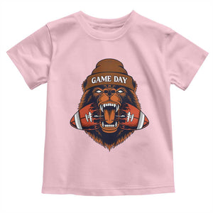 Game Day Fierce Bear Biting Ball Toddler T Shirt Football Player Gift TS12 Light Pink Print Your Wear