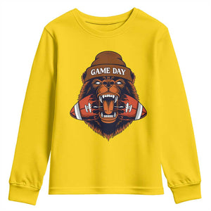 Game Day Fierce Bear Biting Ball Youth Sweatshirt Football Player Gift TS12 Daisy Print Your Wear