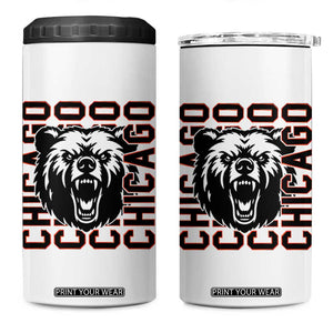 Game Day Football Fan Gift 4 in 1 Can Cooler Tumbler Chicago With Bear TS12 One Size: 16 oz White Print Your Wear