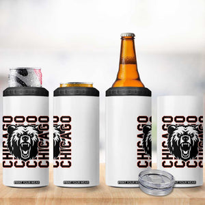 Game Day Football Fan Gift 4 in 1 Can Cooler Tumbler Chicago With Bear TS12 Print Your Wear