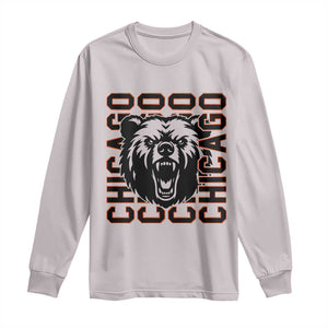 Game Day Football Fan Gift Long Sleeve Shirt Chicago With Bear TS12 Ice Gray Print Your Wear