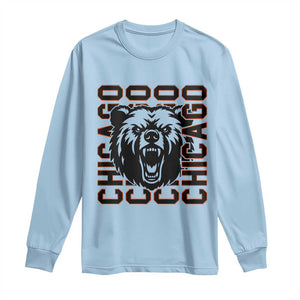 Game Day Football Fan Gift Long Sleeve Shirt Chicago With Bear TS12 Light Blue Print Your Wear